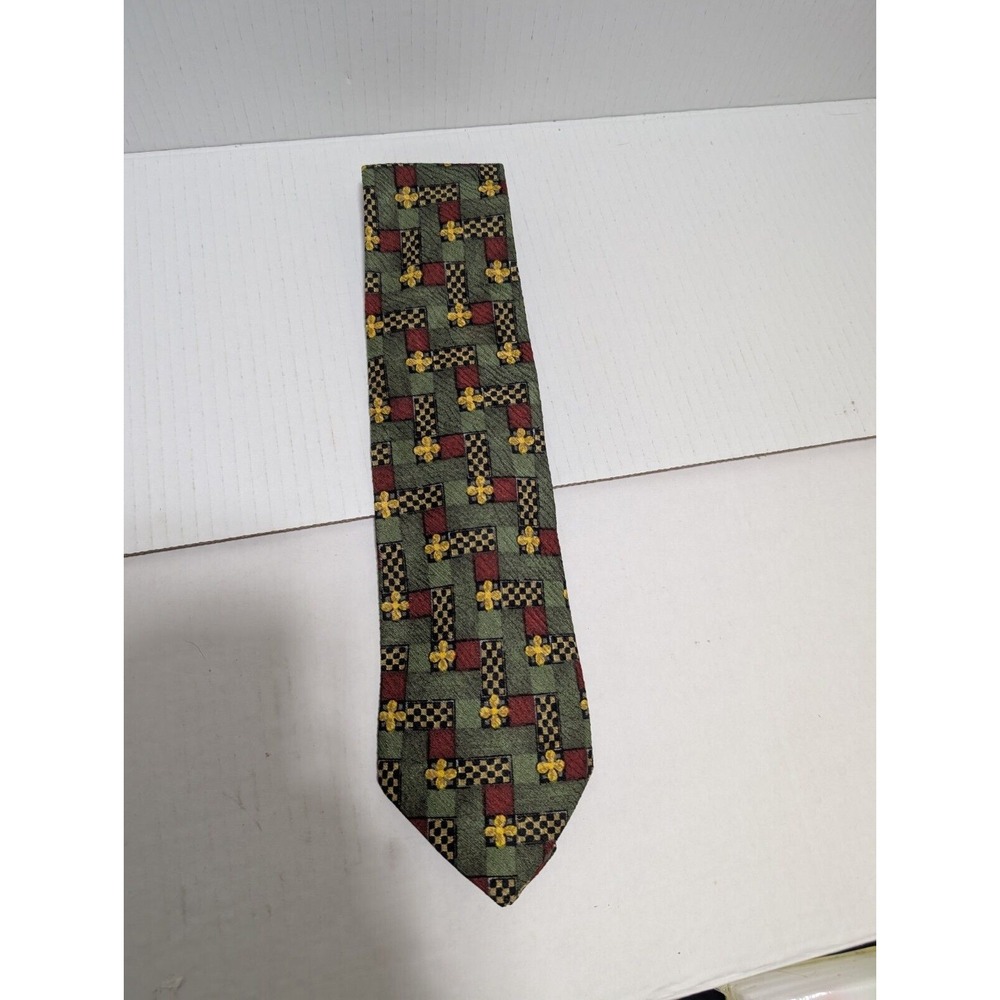 Ermenegildo Zegna Necktie Multicolor Geometric Silk Textured Tie All Over‎ Italy - Picture 2 of 8